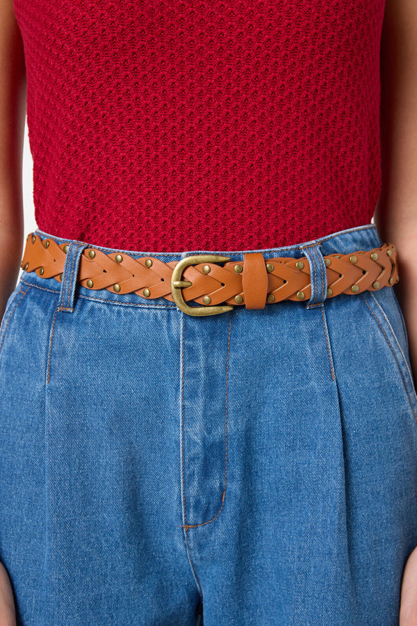 Princess Highway - Weave Stud Belt - tan