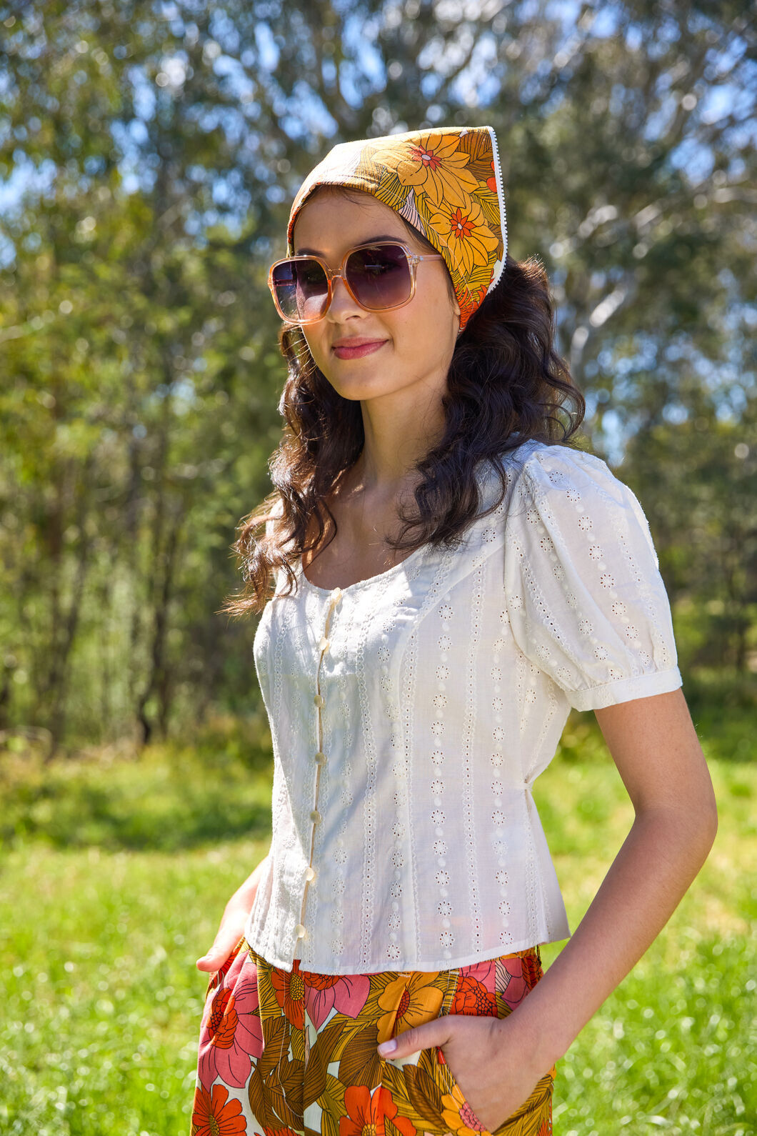 Princess Highway - Nellie 70'S Floral Head Scarf - pink