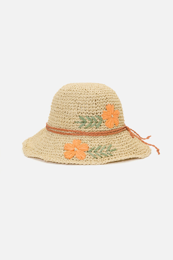Princess Highway - Daisy Embroidered Straw Hat - natural