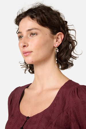 Princess Highway - Gorgeous Floral Drop Earrings - gold