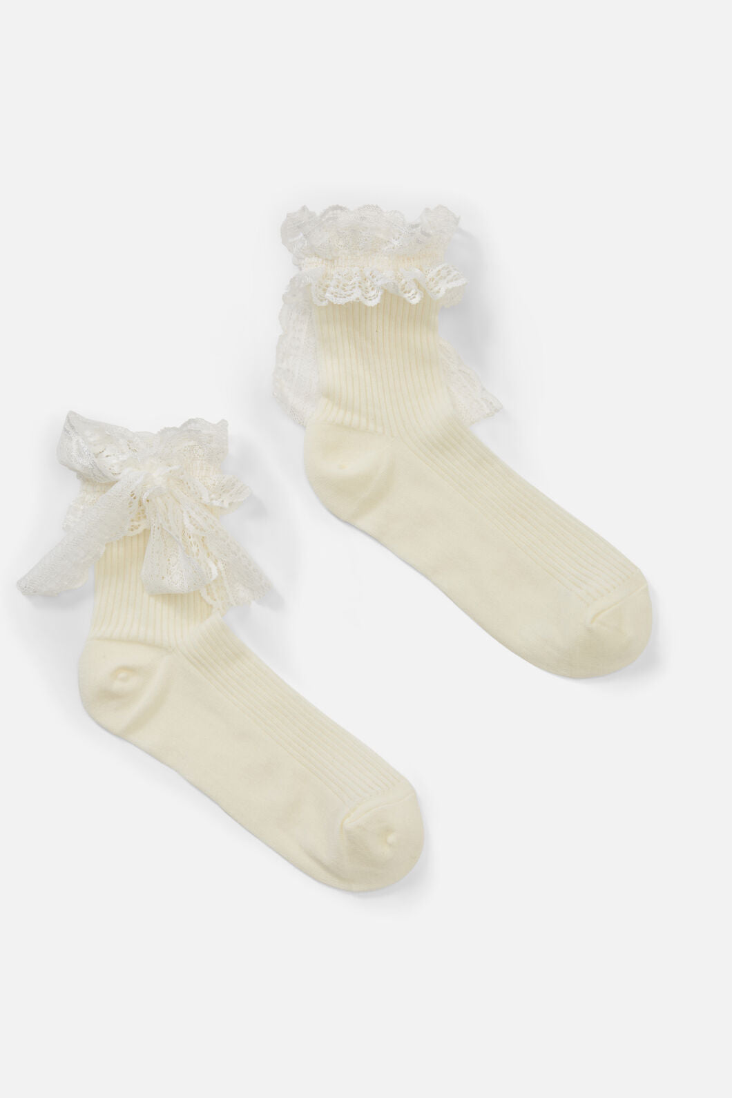 Princess Highway - Rib & Lace Socks - cream