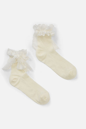 Princess Highway - Rib & Lace Socks - cream