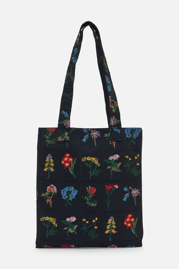Princess Highway - Floral Embroidered Tote - black