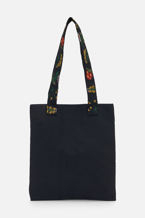 Princess Highway - Floral Embroidered Tote - black