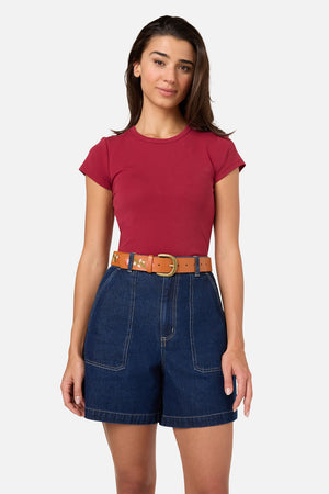 Princess Highway - Embroidered Stud Belt - tan