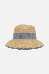Princess Highway - Gingham Trim Straw Hat - natural