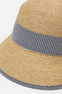 Princess Highway - Gingham Trim Straw Hat - natural