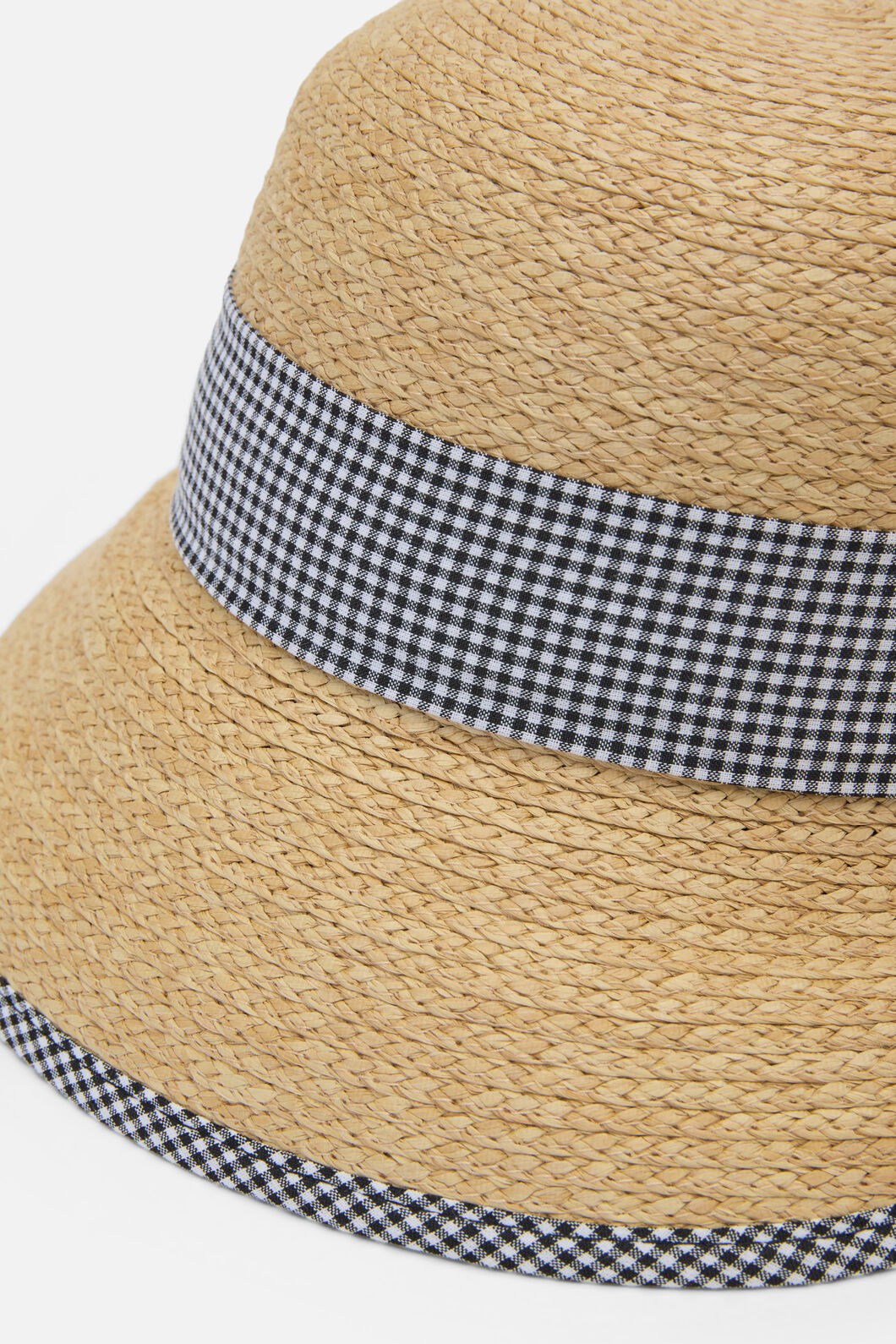 Princess Highway - Gingham Trim Straw Hat - natural