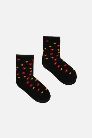 Princess Highway - Black Dainty Floral Socks - black
