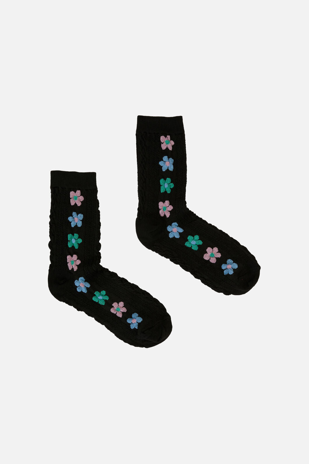 Princess Highway - Black Flower Chain Sock - black