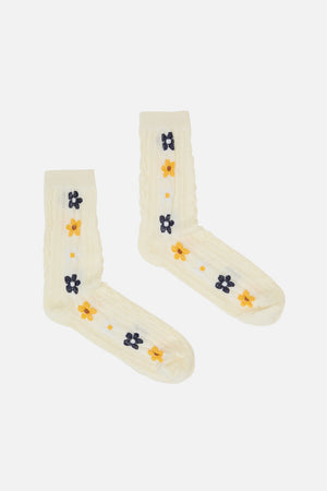Princess Highway - Cream Flower Chain Sock - cream