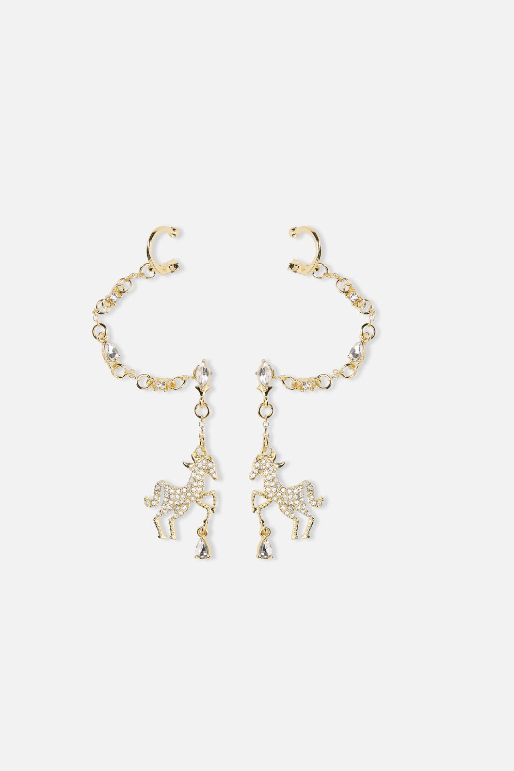 Princess Highway - Horse Sparkle Earrings With Cuff - gold