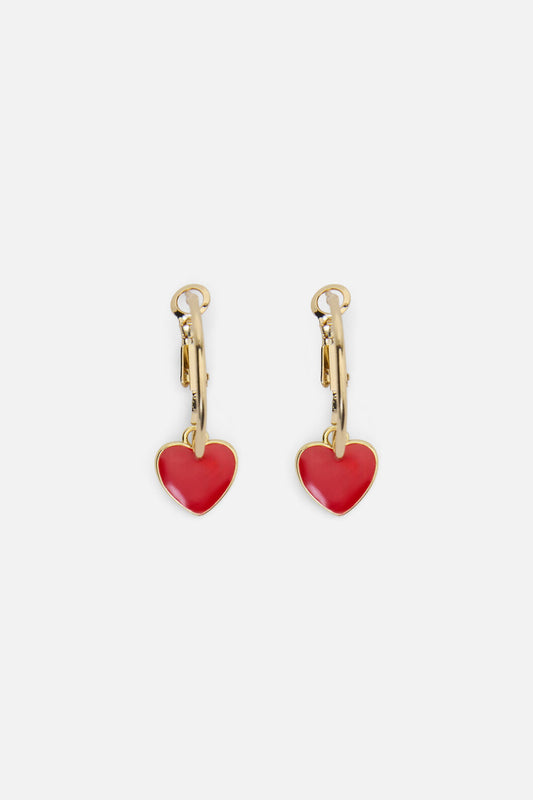 Princess Highway - Red Heart Sleeper Earrings - gold