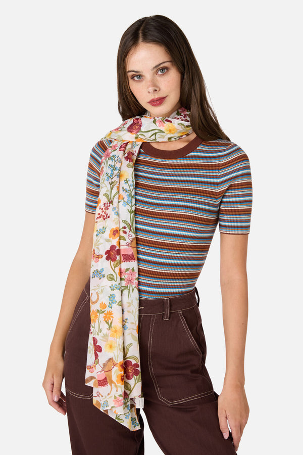 Princess Highway - Fancy Horses Soft Scarf - cream