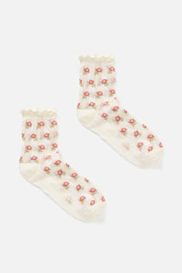 Princess Highway - Light Weight Daisy Socks - white
