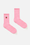 Princess Highway - Strawberry Embroidered Sock - pink