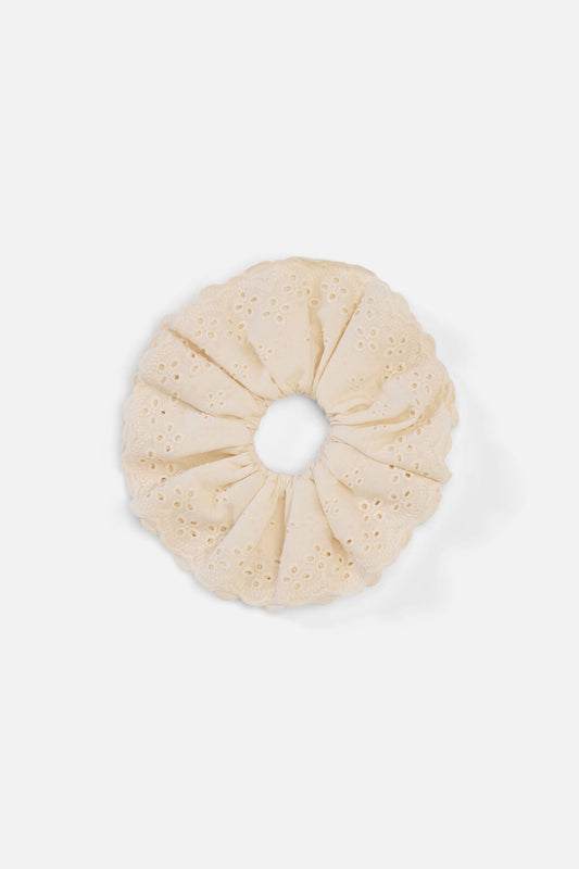 Princess Highway - Broderie Anglaise Wide Scrunchie - cream