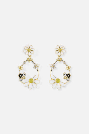 Princess Highway - Bee & Flower Drop Earrings - gold