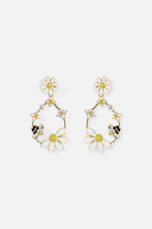 Princess Highway - Bee & Flower Drop Earrings - gold