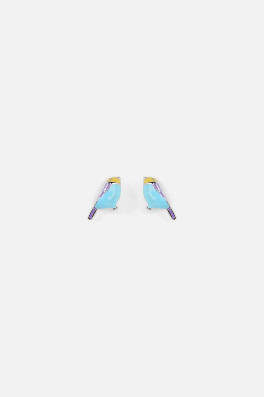 Princess Highway - Small Bird Stud Earrings - blue