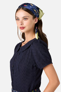 Princess Highway - Honey Bee Satin Scarf - navy
