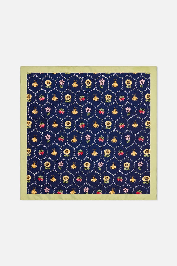 Princess Highway - Honey Bee Satin Scarf - navy