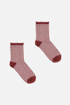 Princess Highway - Red Check Ankle Sock - dark-red
