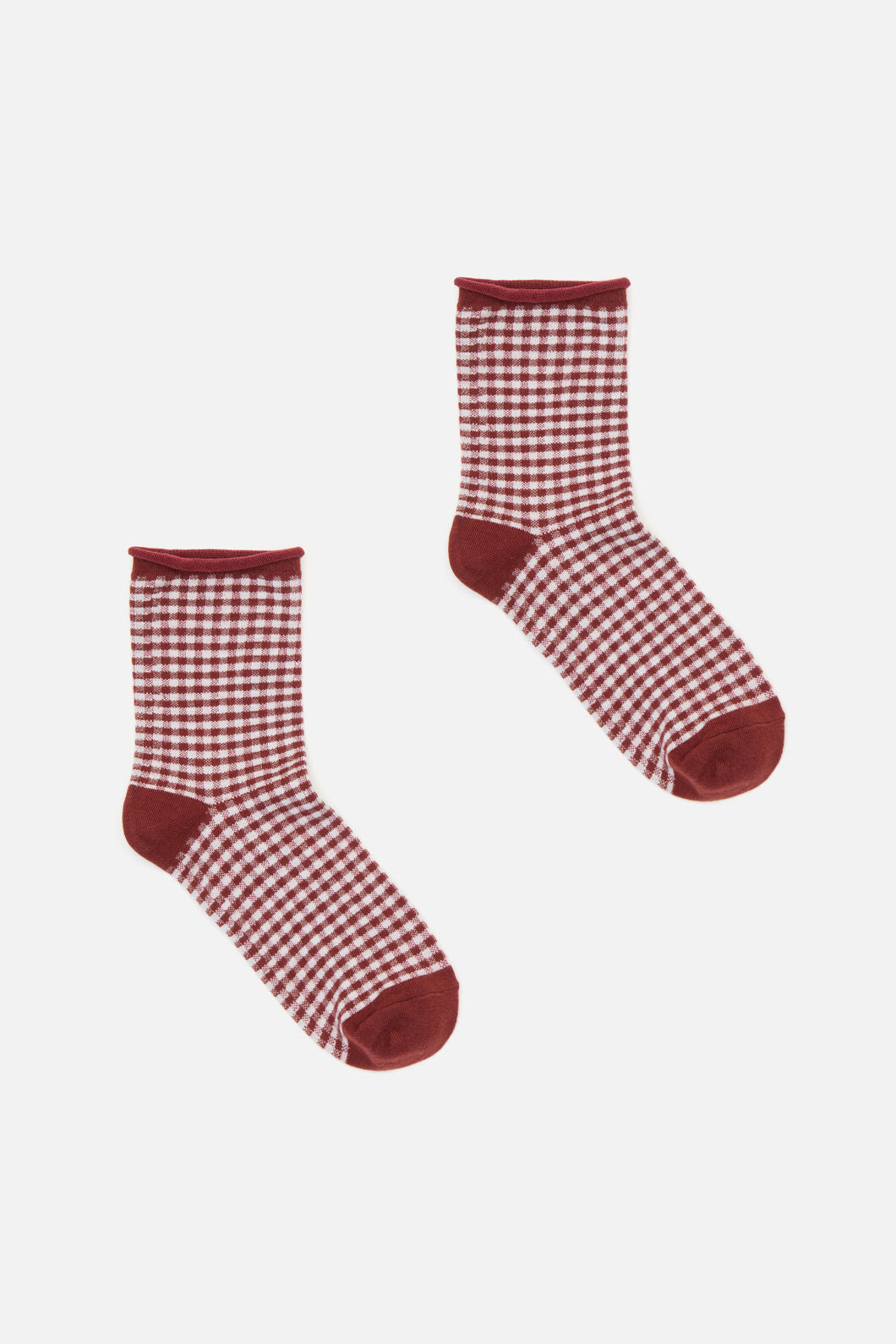 Princess Highway - Red Check Ankle Sock - dark-red