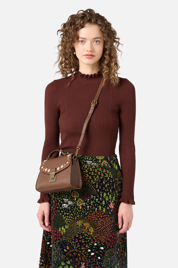 Princess Highway - Embroidered Garden Bag - chocolate