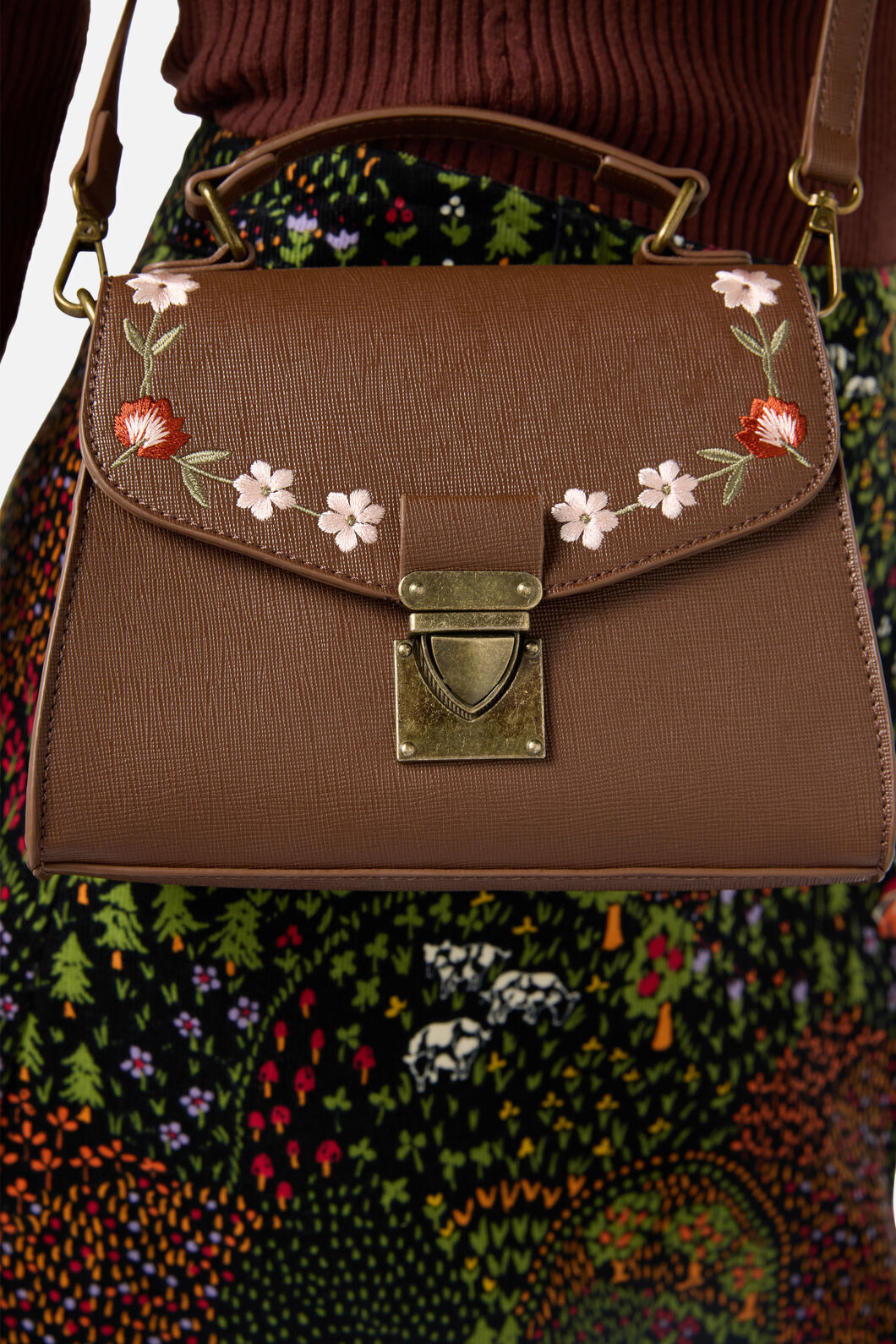 Princess Highway - Embroidered Garden Bag - chocolate