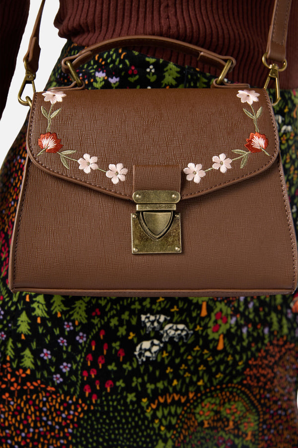 Princess Highway - Embroidered Garden Bag - chocolate