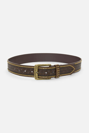 Princess Highway - Chocolate Embossed Stud Belt - chocolate