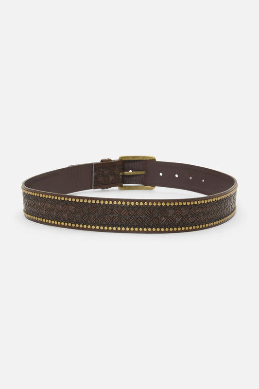 Princess Highway - Chocolate Embossed Stud Belt - chocolate
