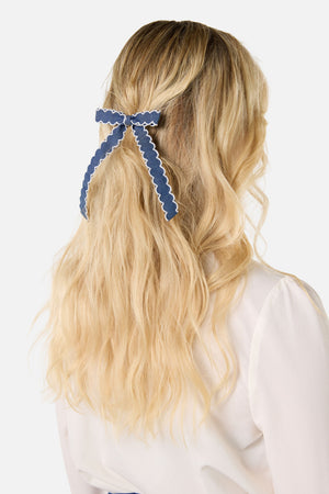 Princess Highway - Chambray Bow Hair Clip - indigo
