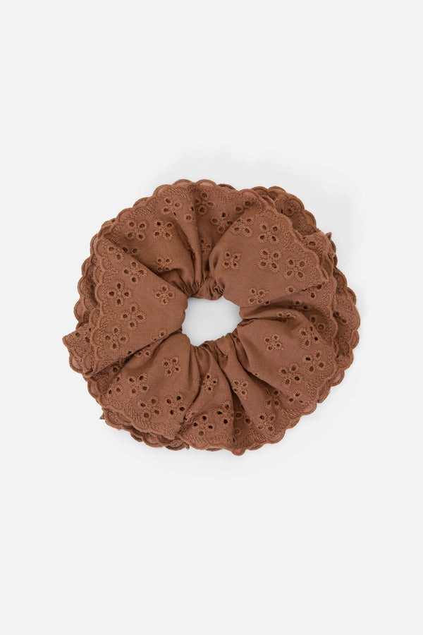 Princess Highway - Chocolate Broderie Scrunchie - chocolate