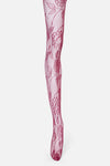 Princess Highway - Plum Flower Fishnet Tights - plum