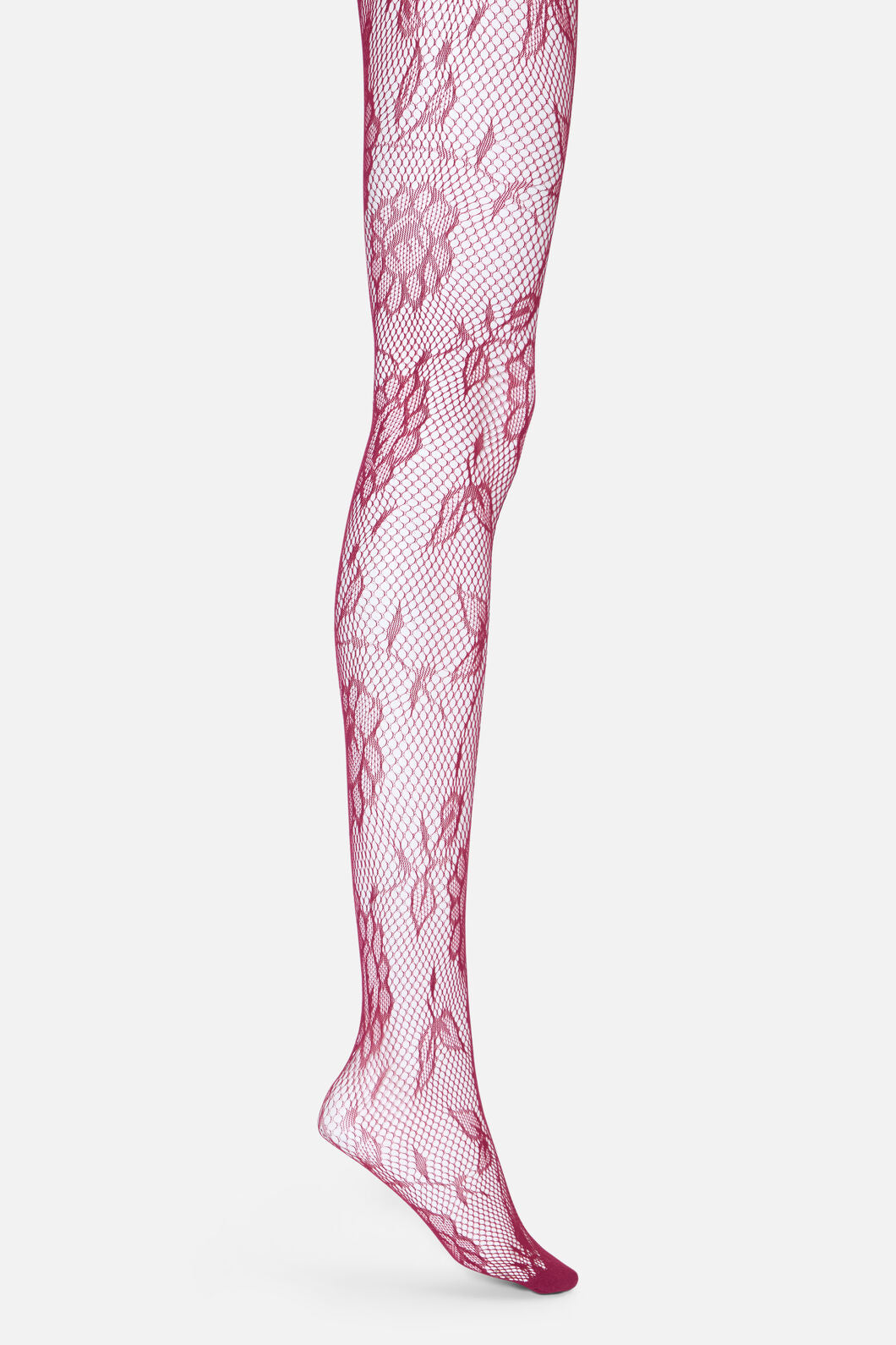Princess Highway - Plum Flower Fishnet Tights - plum