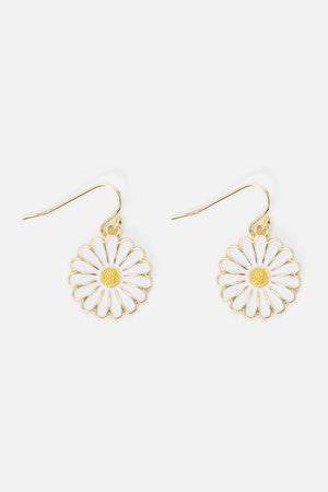 Princess Highway - Daisy Drop Earrings - white