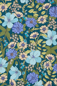Princess Highway - Gloria Floral Satin Scarf - teal