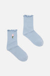 Princess Highway - Blue Embroidered Daisy Sock - pale-blue