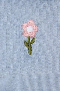 Princess Highway - Blue Embroidered Daisy Sock - pale-blue