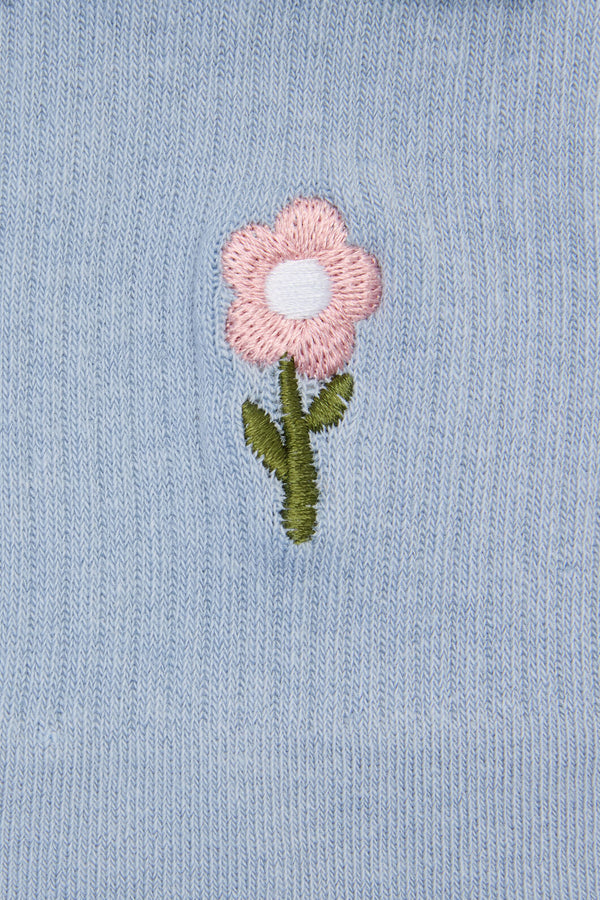 Princess Highway - Blue Embroidered Daisy Sock - pale-blue