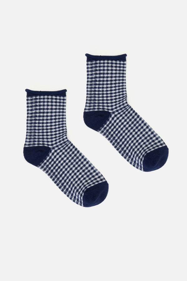 Princess Highway - Navy Check Ankle Sock - navy