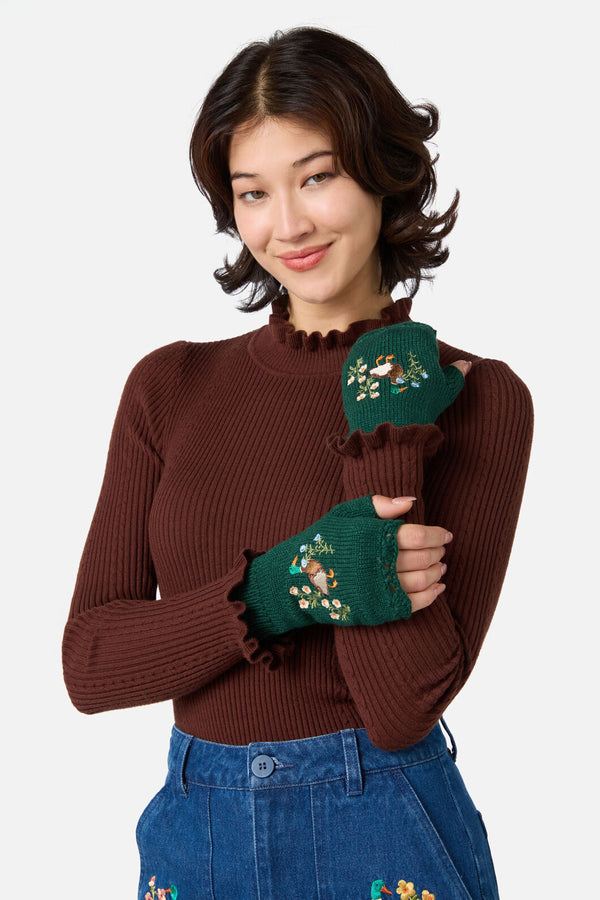 Princess Highway - Duck Embroidered Gloves - green