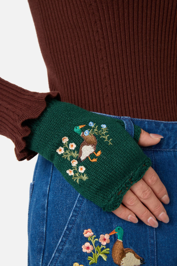 Princess Highway - Duck Embroidered Gloves - green