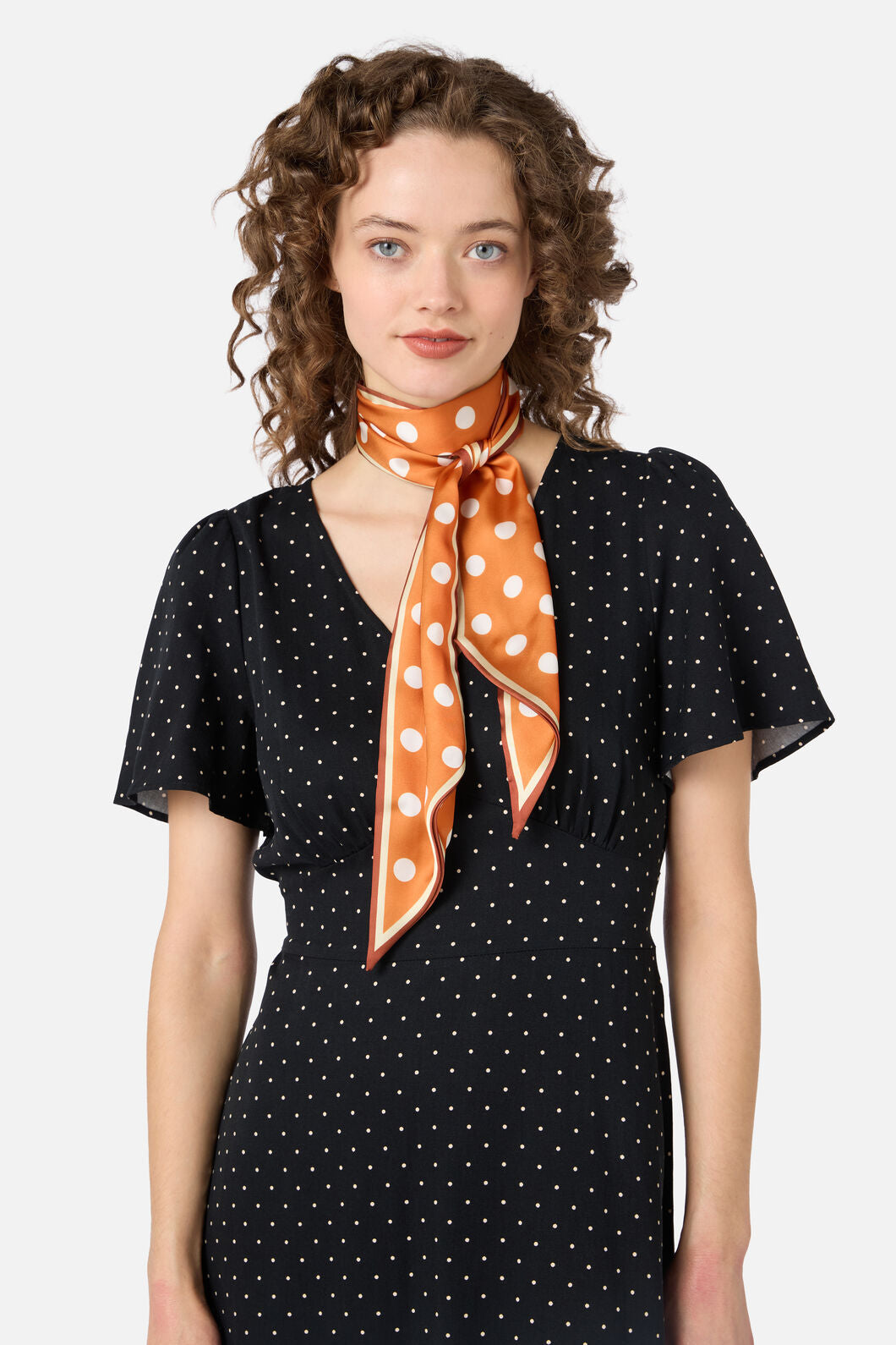 Princess Highway - Narrow Spot Satin Scarf - rust