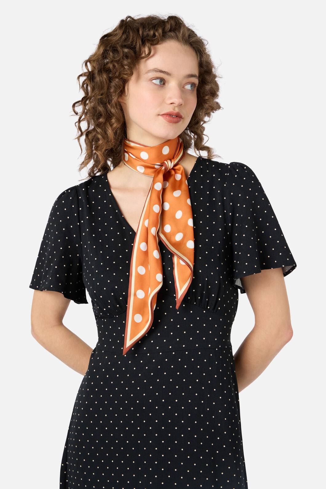 Princess Highway - Narrow Spot Satin Scarf - rust