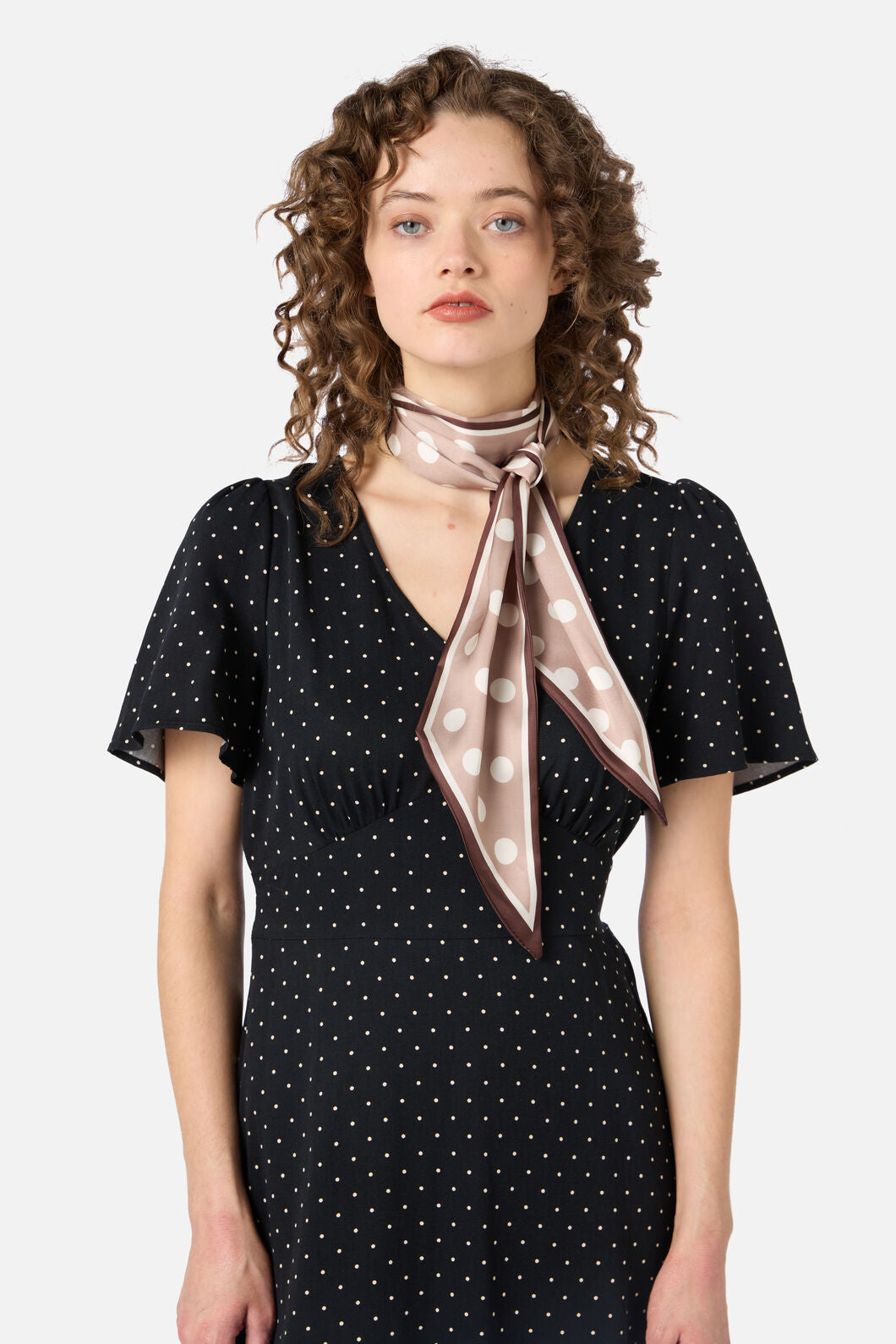 Princess Highway - Narrow Spot Satin Scarf - taupe