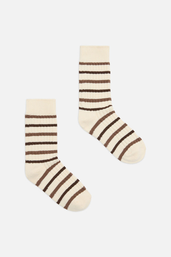 Princess Highway - Rib Stripe Socks - cream-chocolate