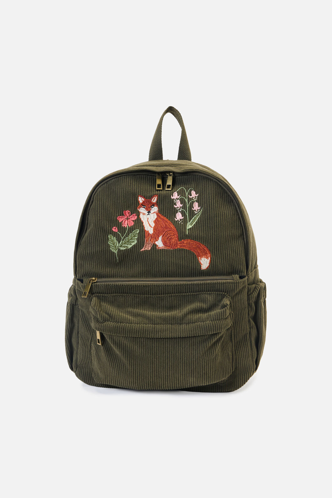 Princess Highway - Fox Embroidered Cord Backpack - green